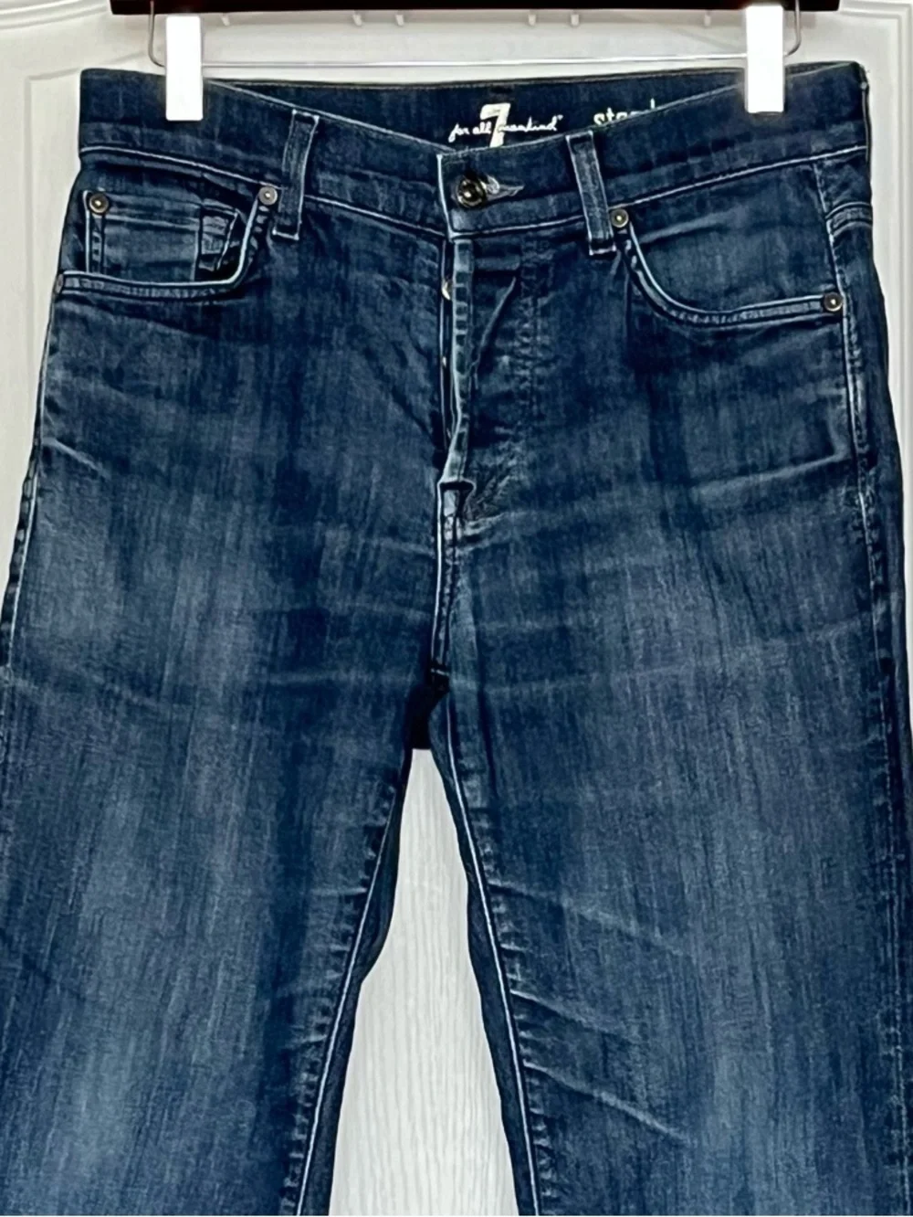 7 For All Mankind Kimmie Straight Leg Jeans Blue Sz 29 Classic Casual Minimalist - Picture 2 of 16